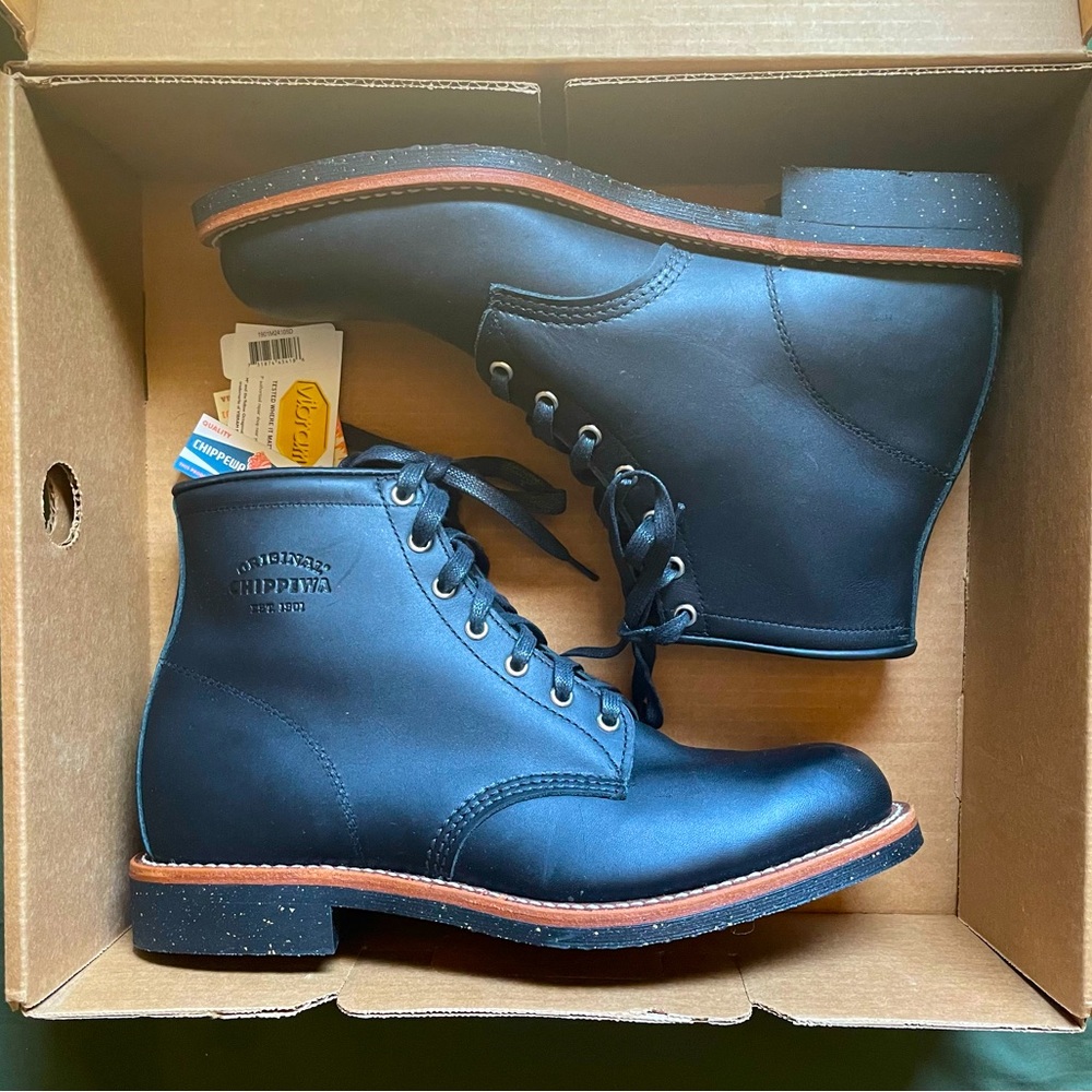 NEW Men's Chippewa Black Odessa Service Boots 10.5 D